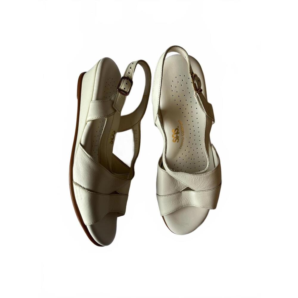 SAS White Tripad Comfort Open Toe Perforated Insole Adjustable Strap Sandals 6.5 - Picture 2 of 6